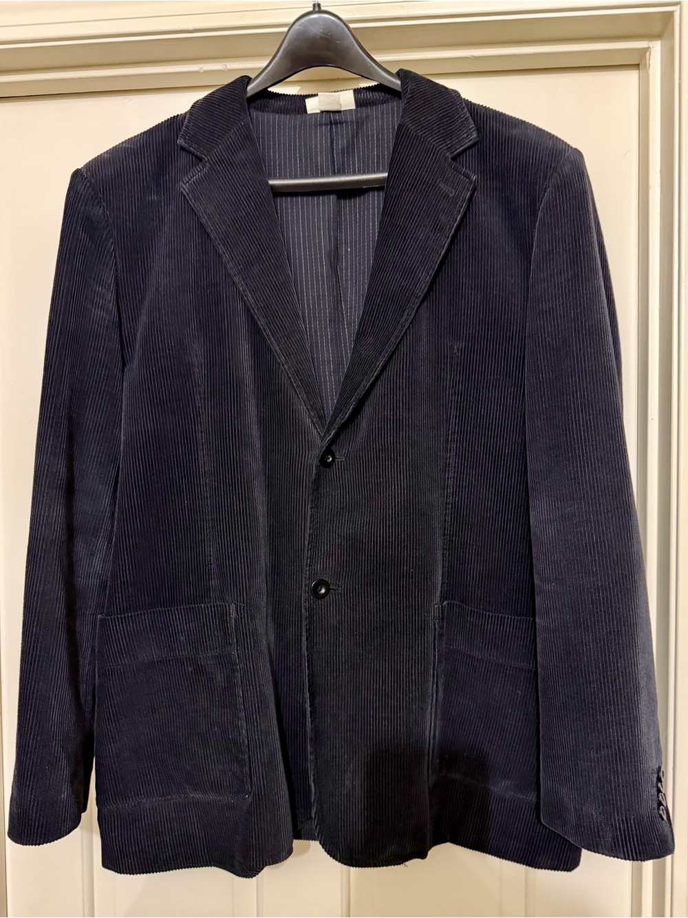 DKNY Men's Navy Corduroy Blazer - Classic Two-Button Sport Coat (Large)